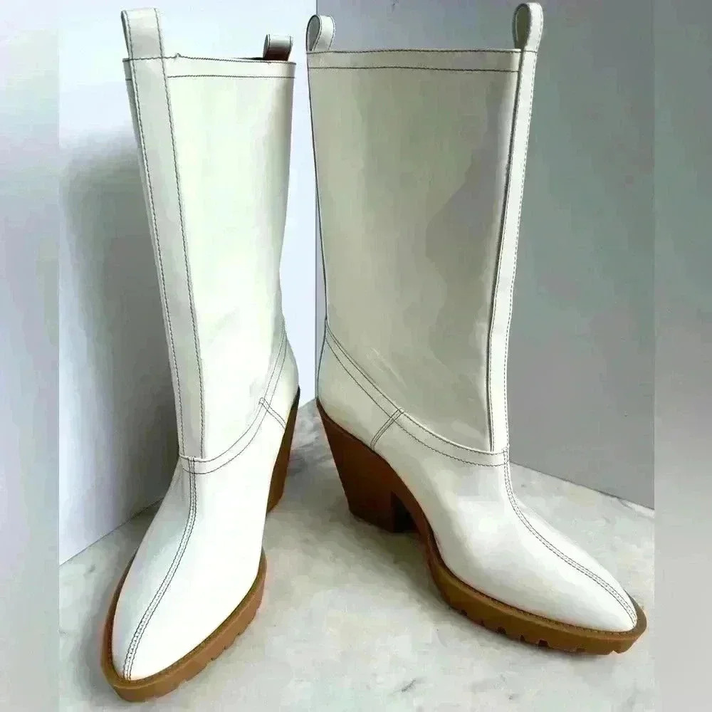 Maison Martin Margiela white patent leather boots in size 41